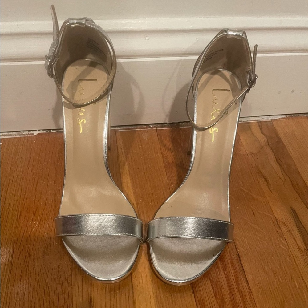 Fancy high heel silver shoes